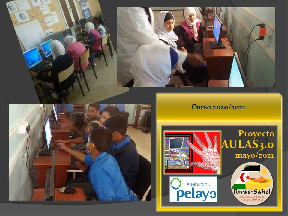 Collage de imágenes de un aula de informática donde los alumnos trabajan con MAX.