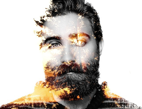 Rostor de hombre con barba y efectos gráficos