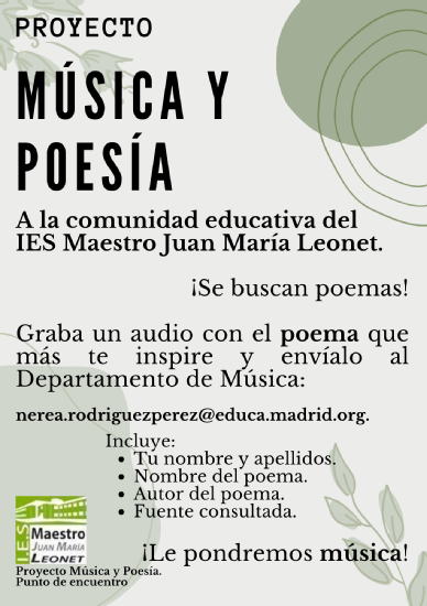 Imagen del cartel del proyecto Música y poesía.