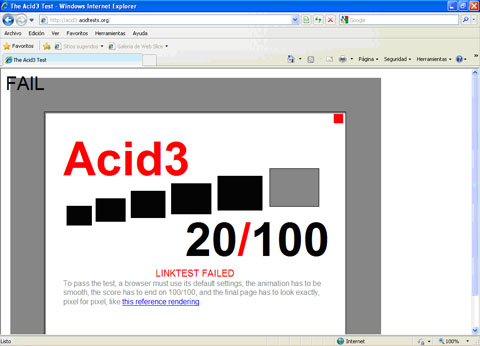 Acid3 en Internet Explorer 8